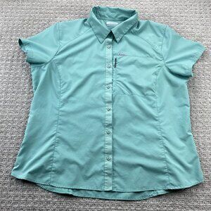 Columbia Sportswear Company Button Down Shirt Women XXL Green Hiking Outdoor